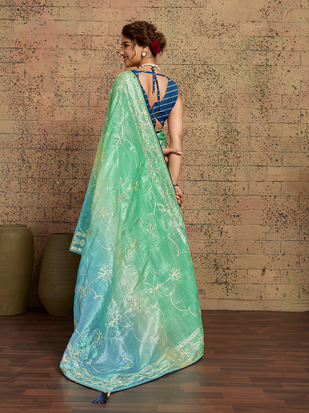 Buy New Latest Tissue Bollywood Style With Gotapatti Work Saree