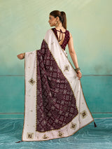 KcPc New Latest Creap Silk Ajrakh Style With Stone Work Saree STR