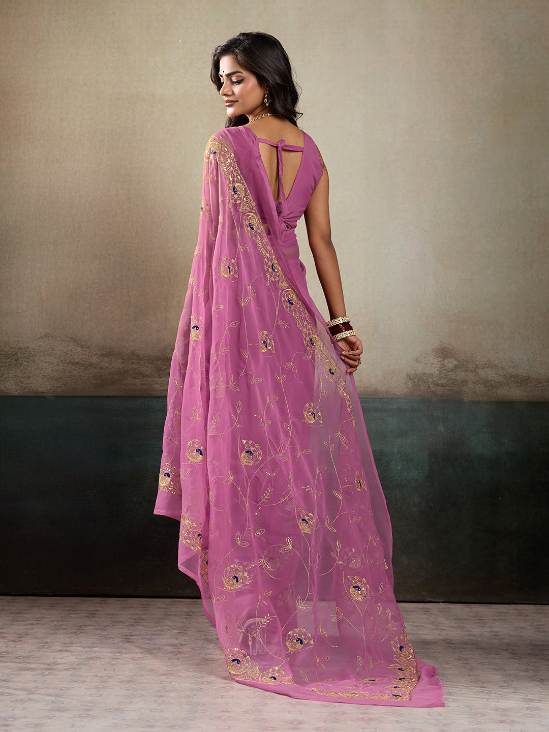 Buy Designer Saree With Handcrafted Aari Tari Work