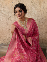 Cotton silk Ajrakh styleSaree in peach colour