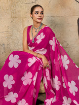 KcPc Latest New Pure Georgette Flower Printed Style Saree SUN