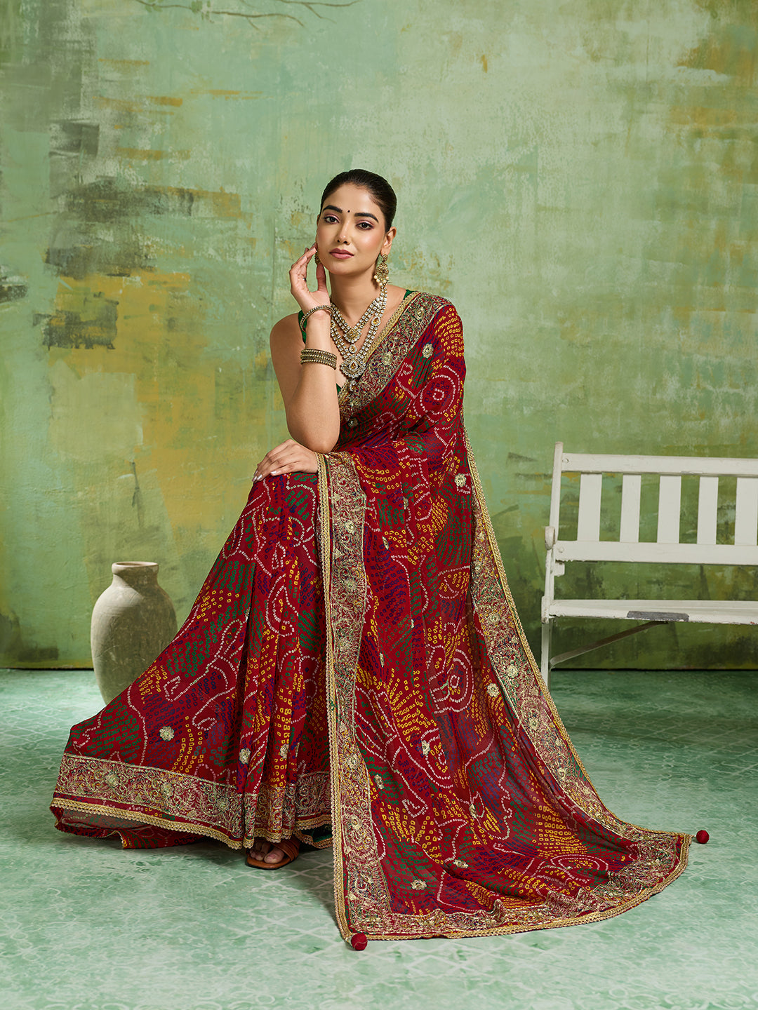 KcPc Festive Special Bandhani Style Georgette Saree RB