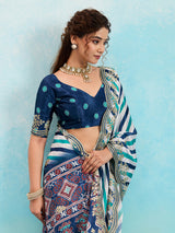 Buy Leheriya Chinon Silk Saree with Gotapatti Work