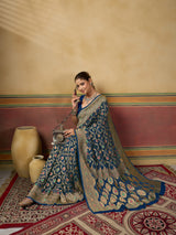 Designer Pure Khaddi Georgette Meenakari Saree with Blouse 3