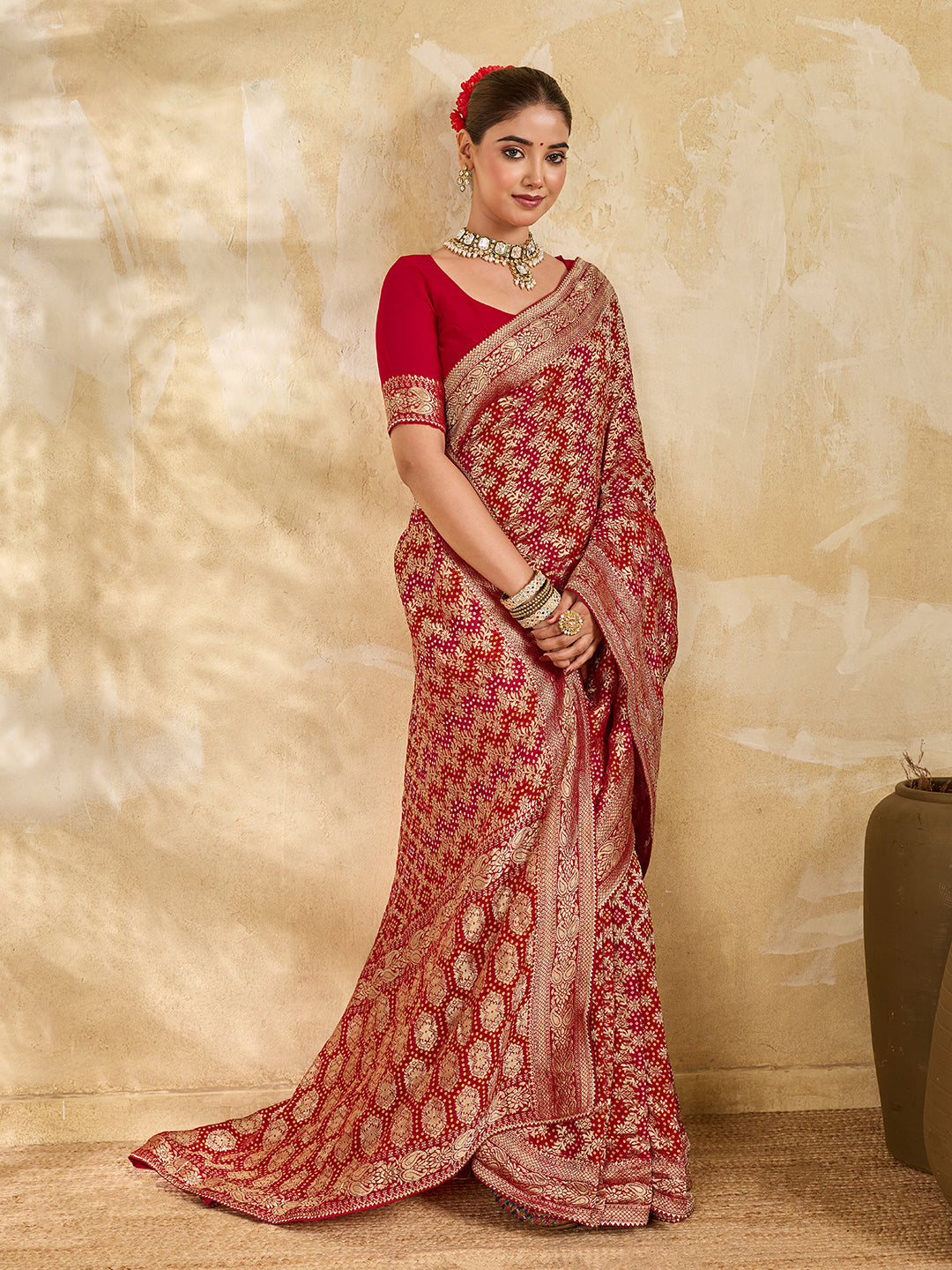 Buy Traditional Banarasi Style Georgette Saree Kcpc
