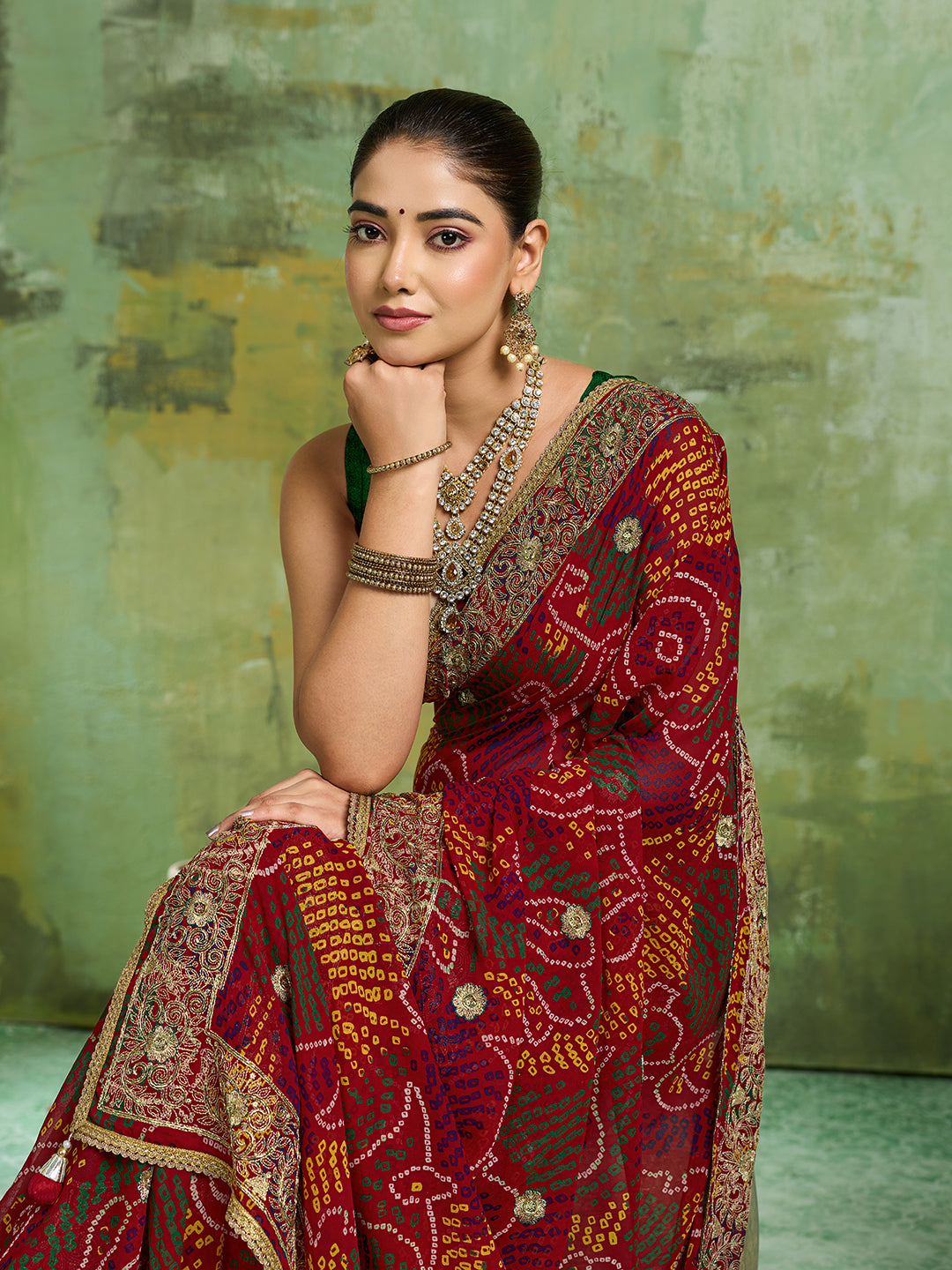 KcPc Festive Special Bandhani Style Georgette Saree RB