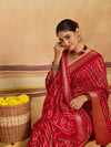KcPc New Cotton Silk Bandhani Style With Zari Border Work Saree STL