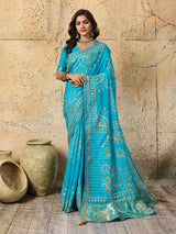 Buy Bandhani with Kachha Gota Patti Glow Modal Silk Saree Kcpc