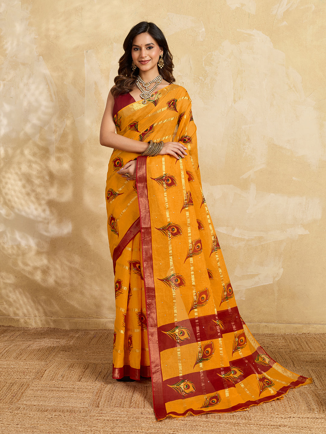 Buy Ghatchola Saree With Bikaneri bandhej Work