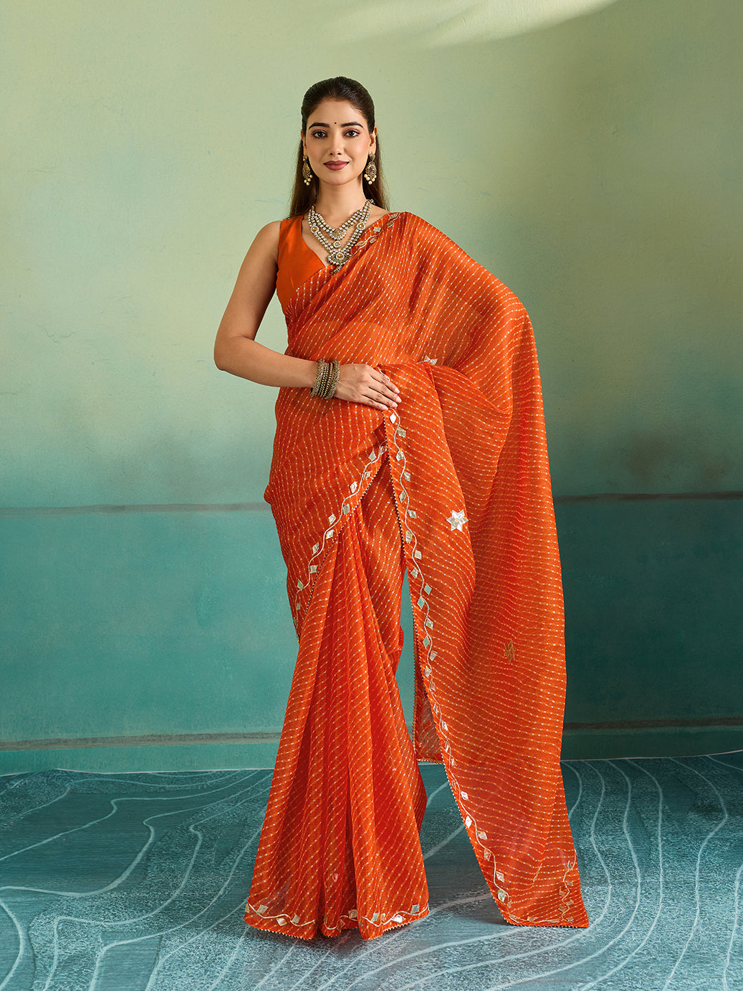 Buy Leheriya Style With Gotapatti Work Saree