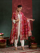 KcPc Designer Pure Gaji Silk Banarasi Bandhej Ghatchola Gotapatti Work DupattaAMT