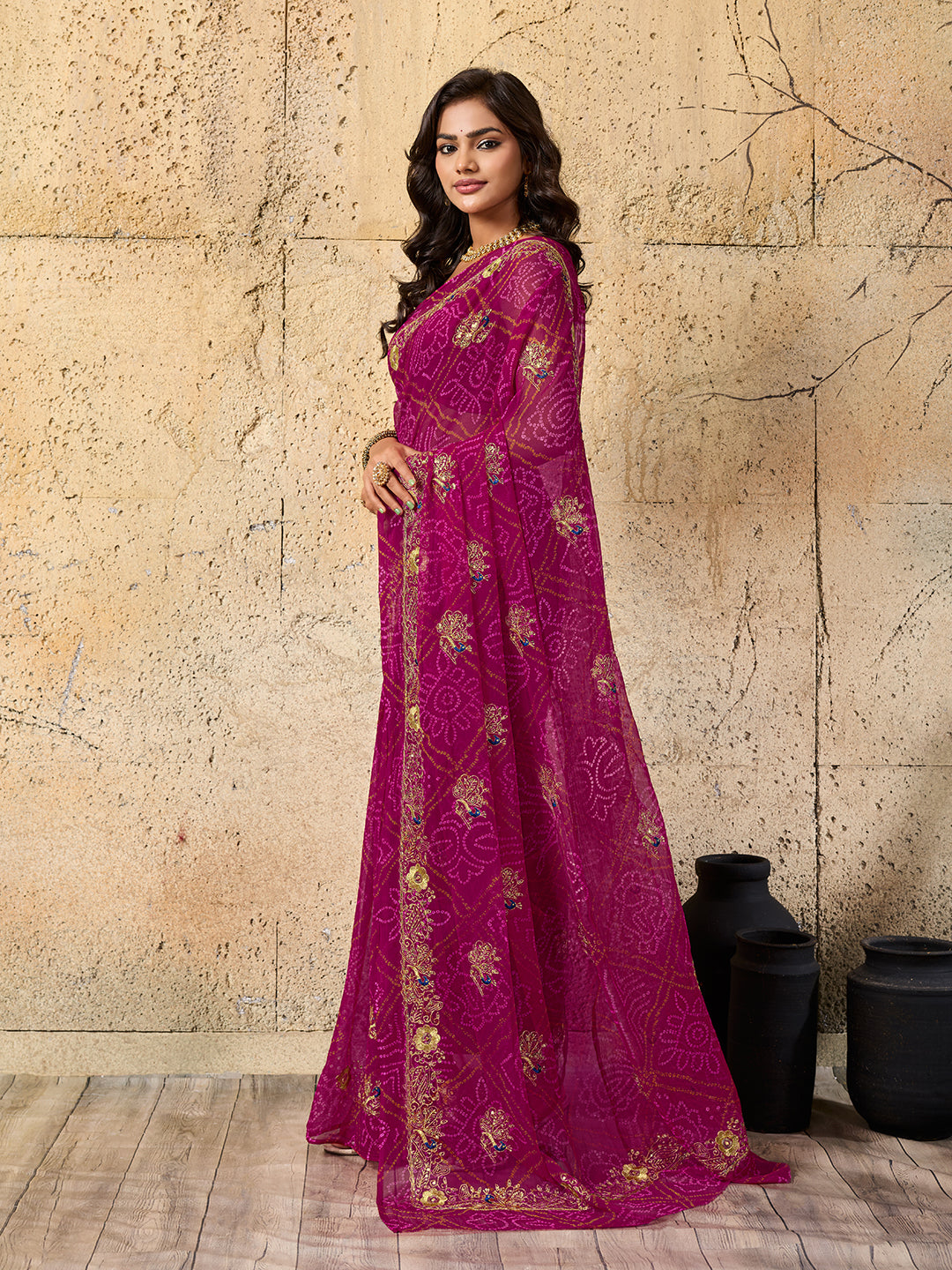 Buy latest Royal Bandhani Georgette Saree With Wedding Wear