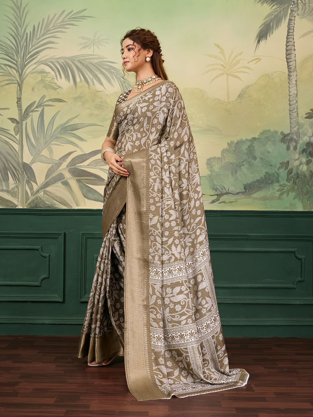 Buy Printed Saree With Zari border