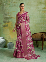 KcPc Premium Cotton Silk Printed Saree with Zari BorderSTL