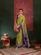 Kcpc Premium Georgette Kalamkari Saree with Zari Border ASH