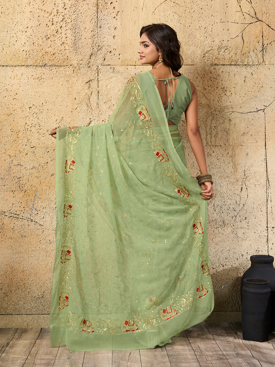 KcPc New Cultural Elegance Traditional Georgette Saree for BridesmaidsJAY