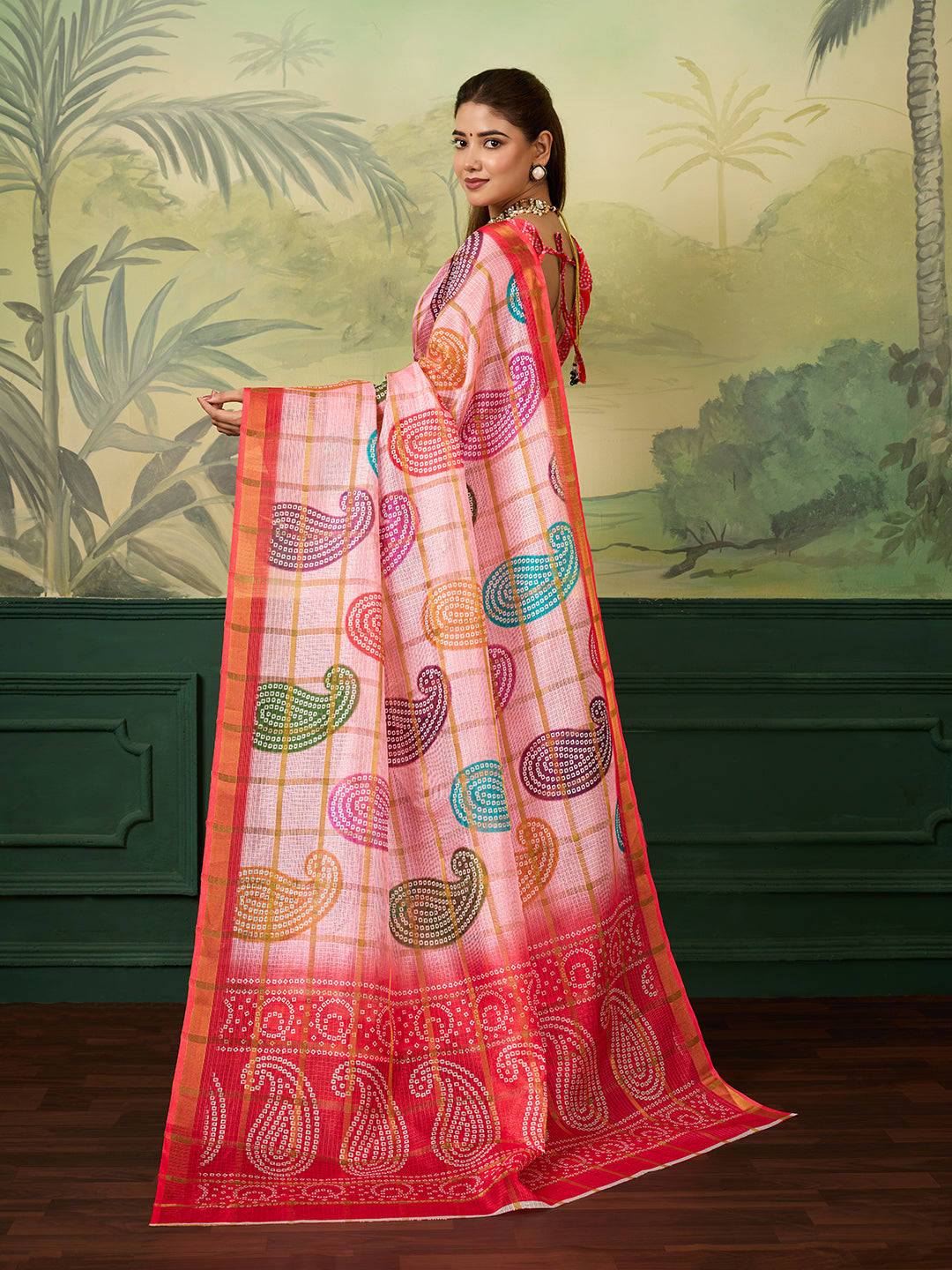 KcPc Traditional Bandhani Style Kota Doria Saree for Everyday Elegance SWA