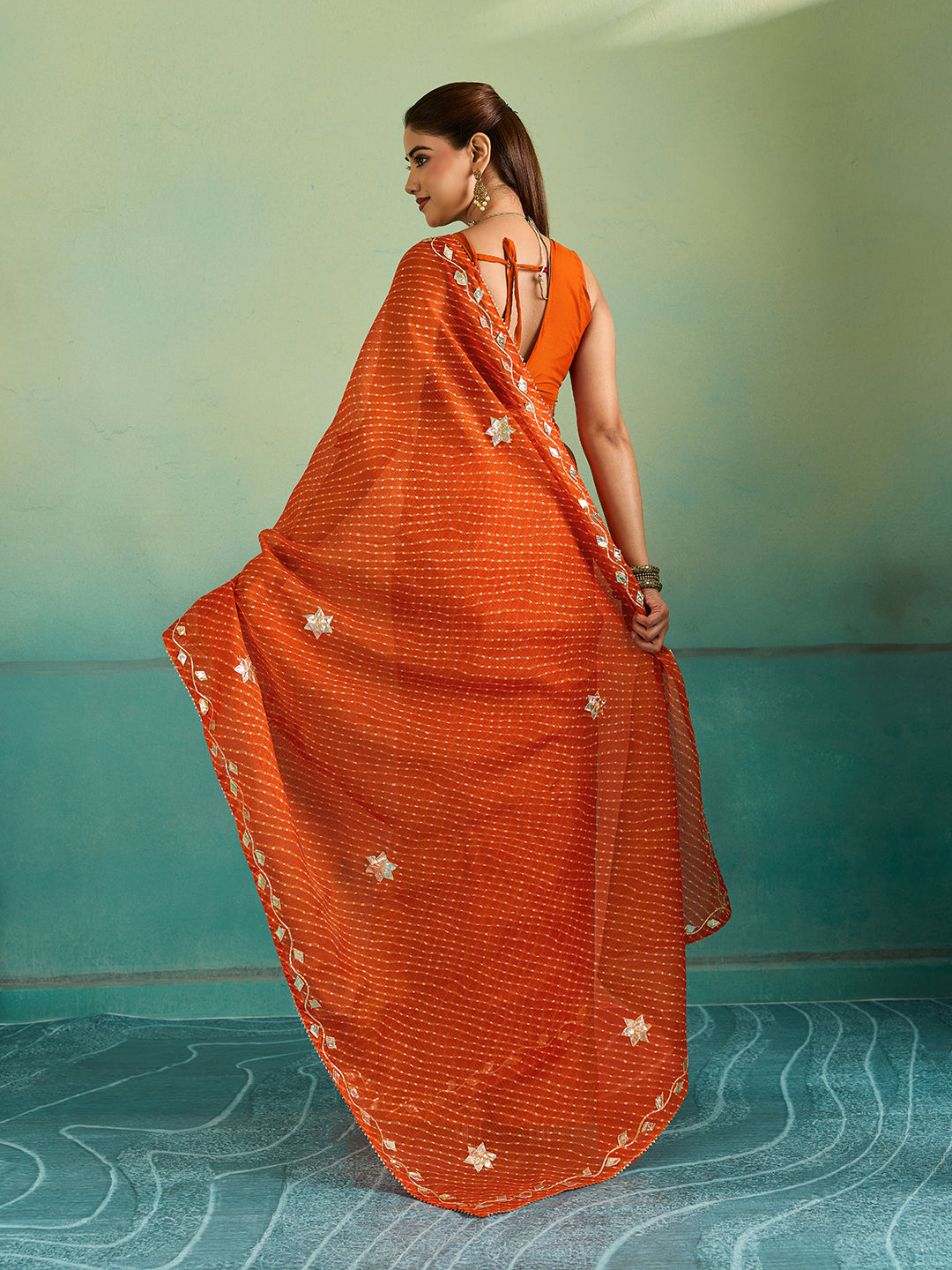 Buy Leheriya Style With Gotapatti Work Saree