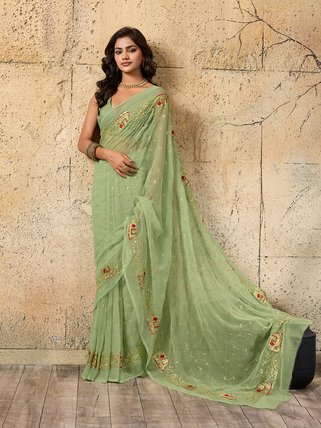 KcPc New Cultural Elegance Traditional Georgette Saree for BridesmaidsJAY