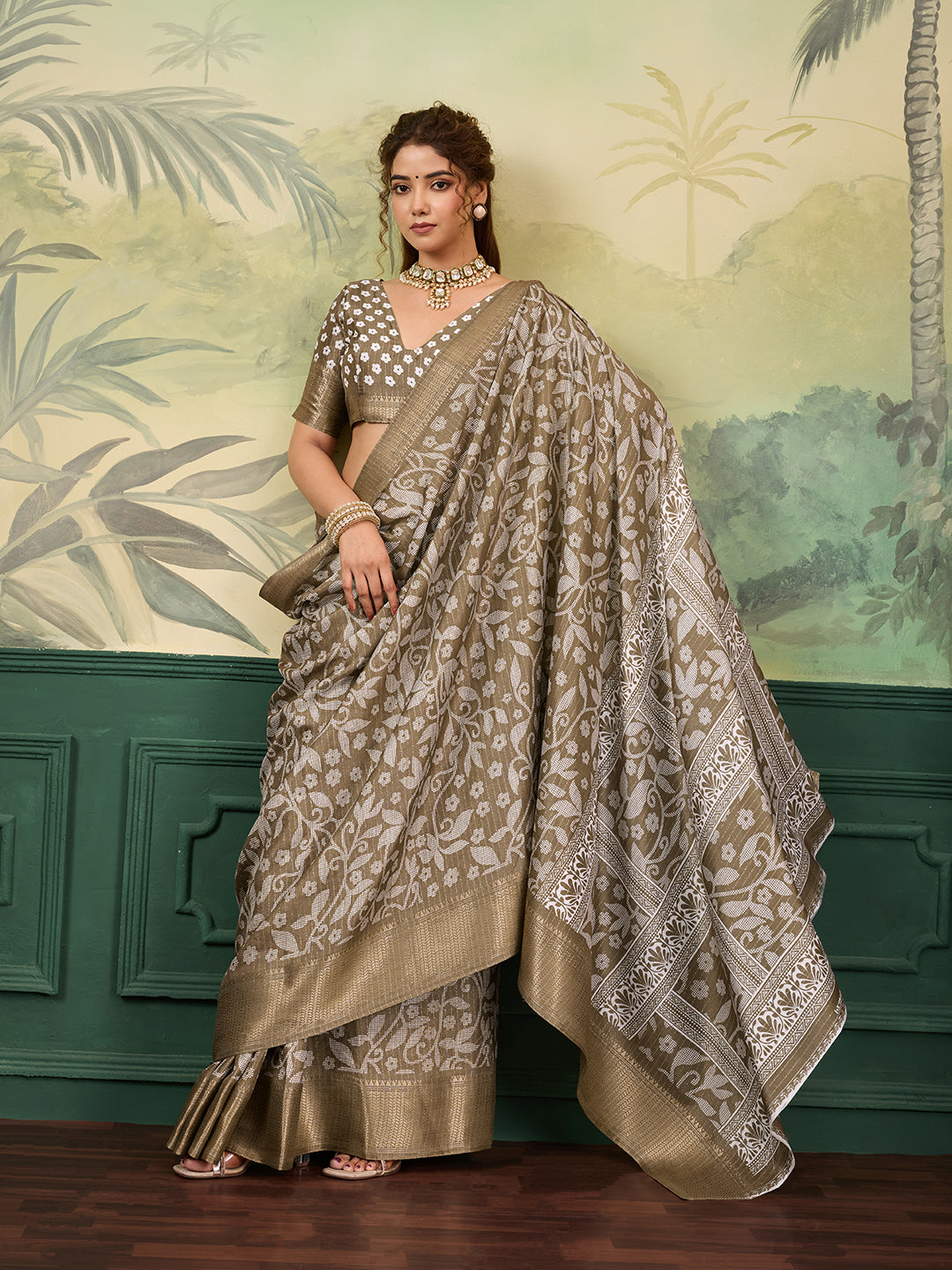 Buy Printed Saree With Zari border