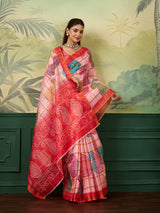 KcPc Traditional Bandhani Style Kota Doria Saree for Everyday Elegance SWA