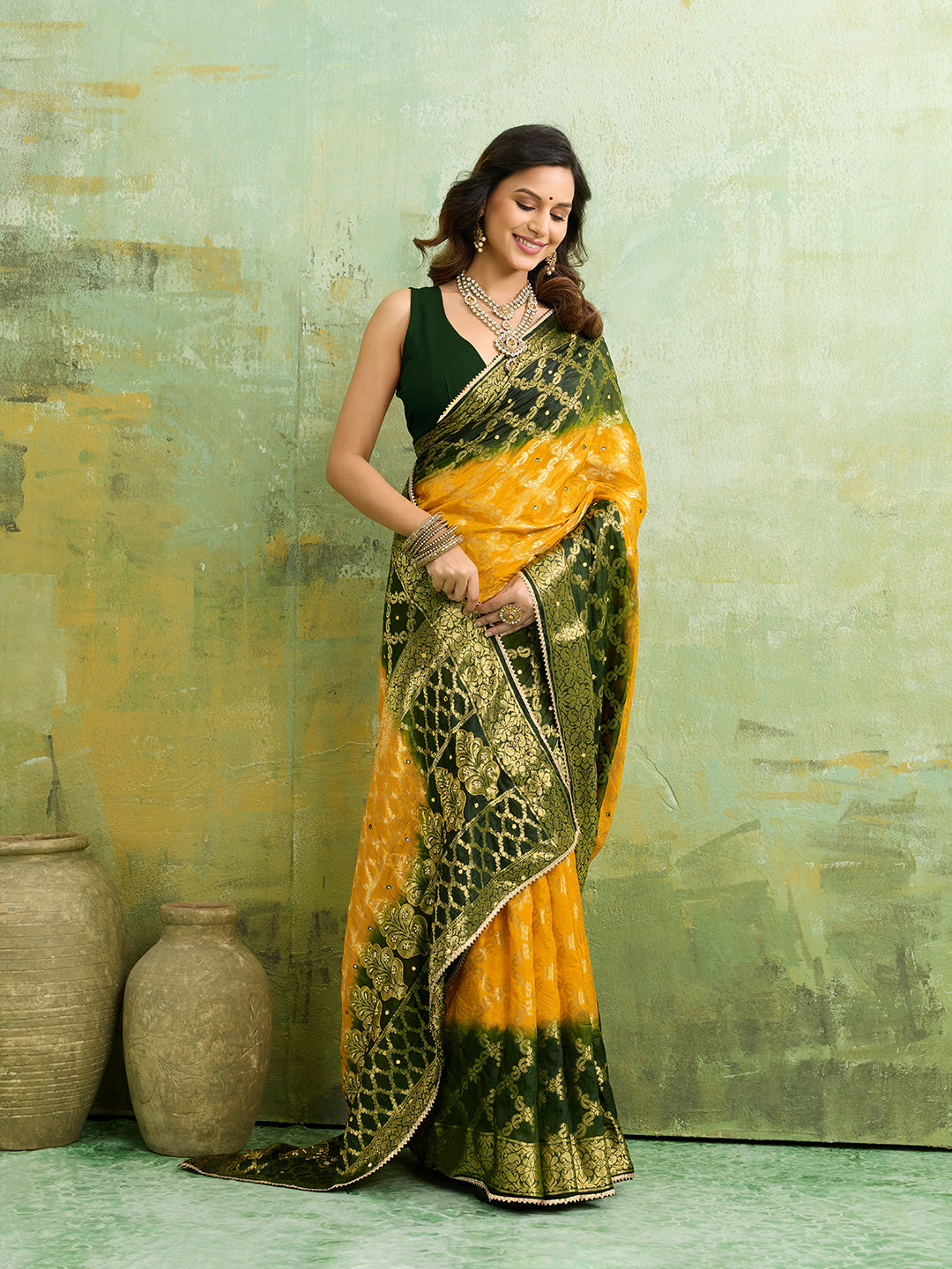 KcPc Latest Gharchola Banarasi Silk With Heavy Zari Work Saree KML Yellow Green