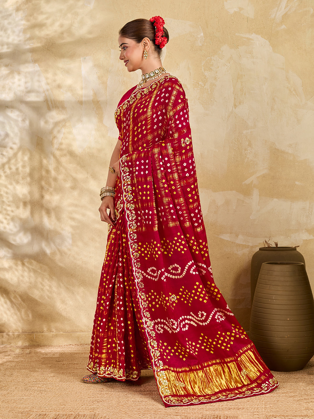 Buy New Royal Ghatchola Style Saree with Gota Patti Work KcPc