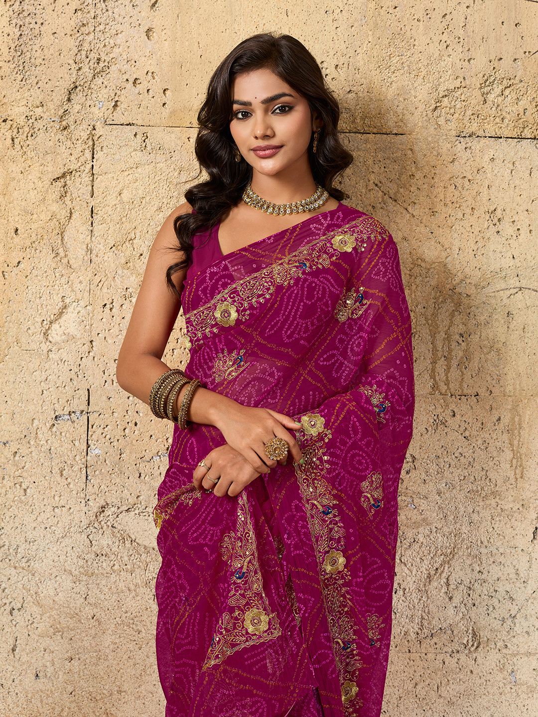 Buy latest Royal Bandhani Georgette Saree With Wedding Wear