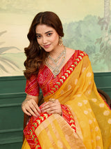 KcPc Rajasthani Marwadi Pure Kota Doria Piliya Banarasi Zari Pallu SareeSWA
