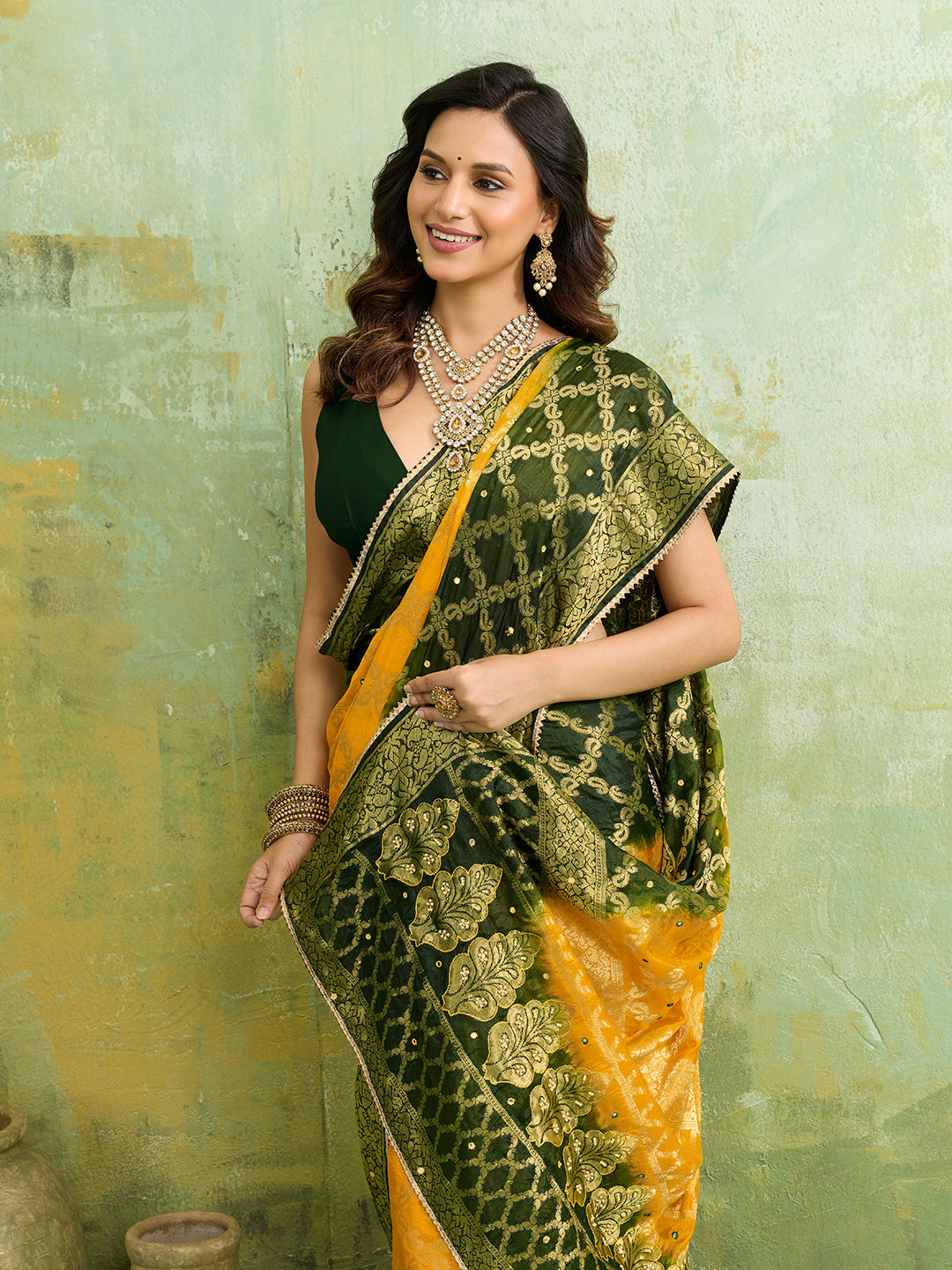 KcPc Latest Gharchola Banarasi Silk With Heavy Zari Work Saree KML Yellow Green
