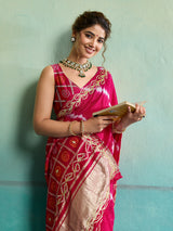 Buy Bandhani Saree with Gotapatti Work