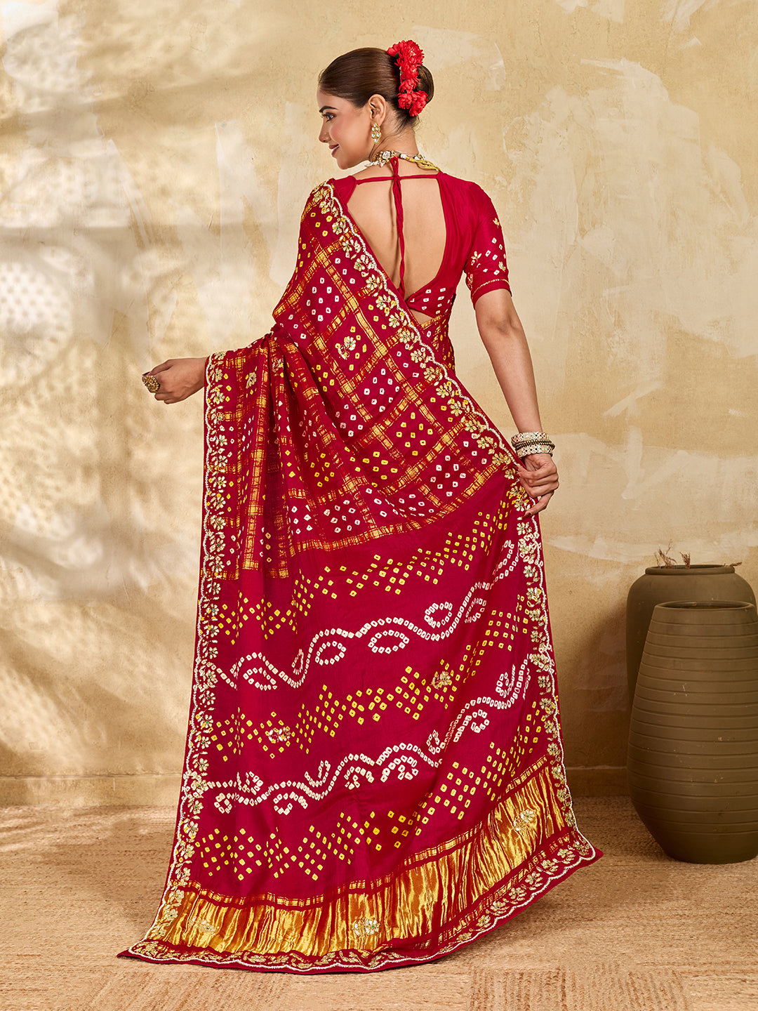 Buy New Royal Ghatchola Style Saree with Gota Patti Work KcPc
