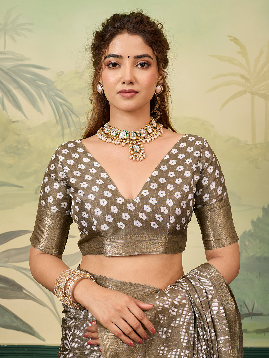 Buy Printed Saree With Zari border