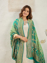 KcPc Pure Khaddi Georgette Meenakari Neemzari Bandhej Dupatta