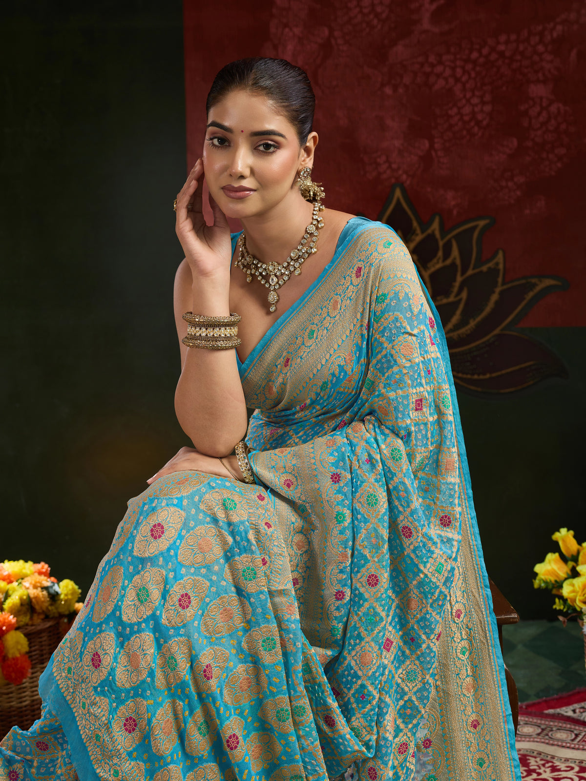 Royal Meenakari Pure Khaddi Georgette Festive and Traditional Saree 1