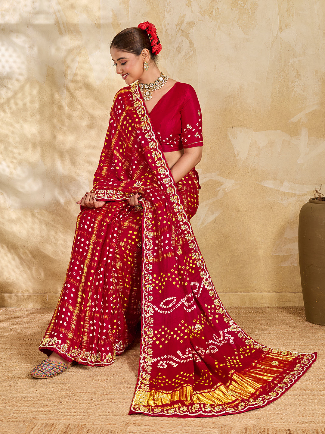 Buy New Royal Ghatchola Style Saree with Gota Patti Work KcPc