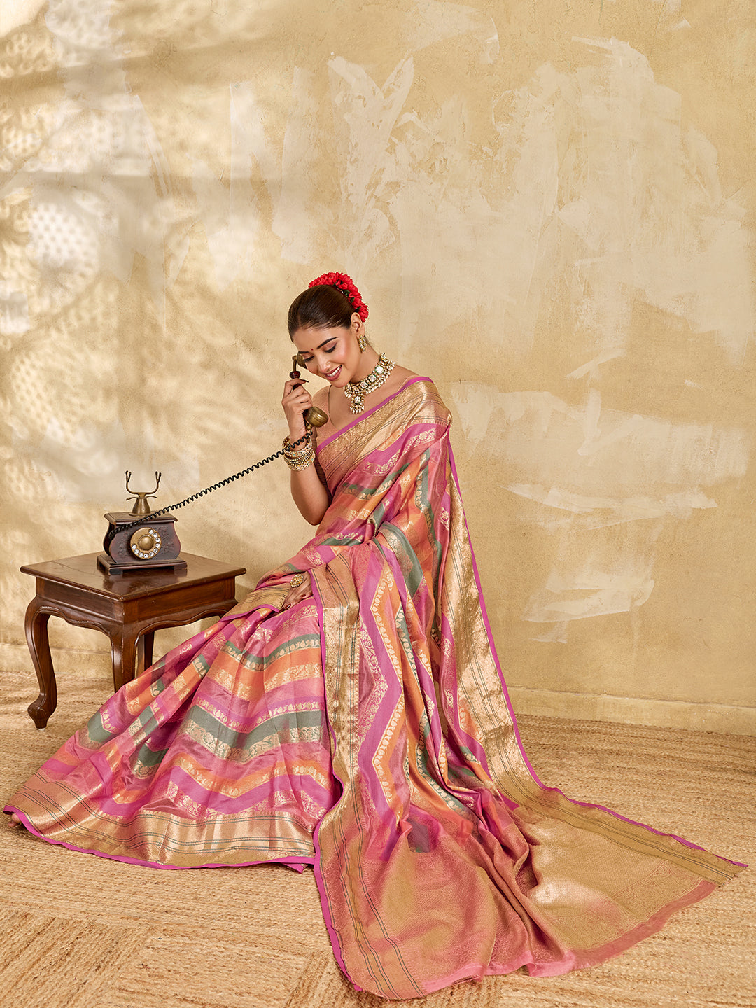 Chanderi Mahajanisaree for festivals