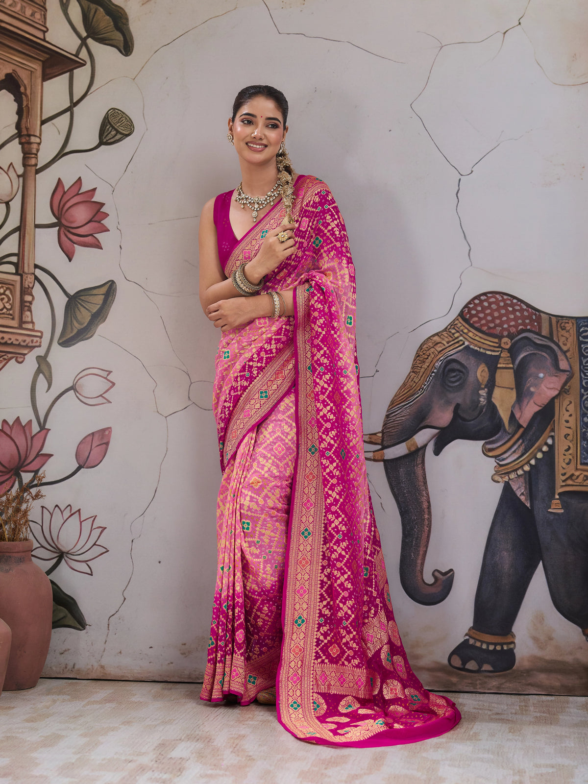 Royal Meenakari Pure Khaddi Georgette Saree for Women 6