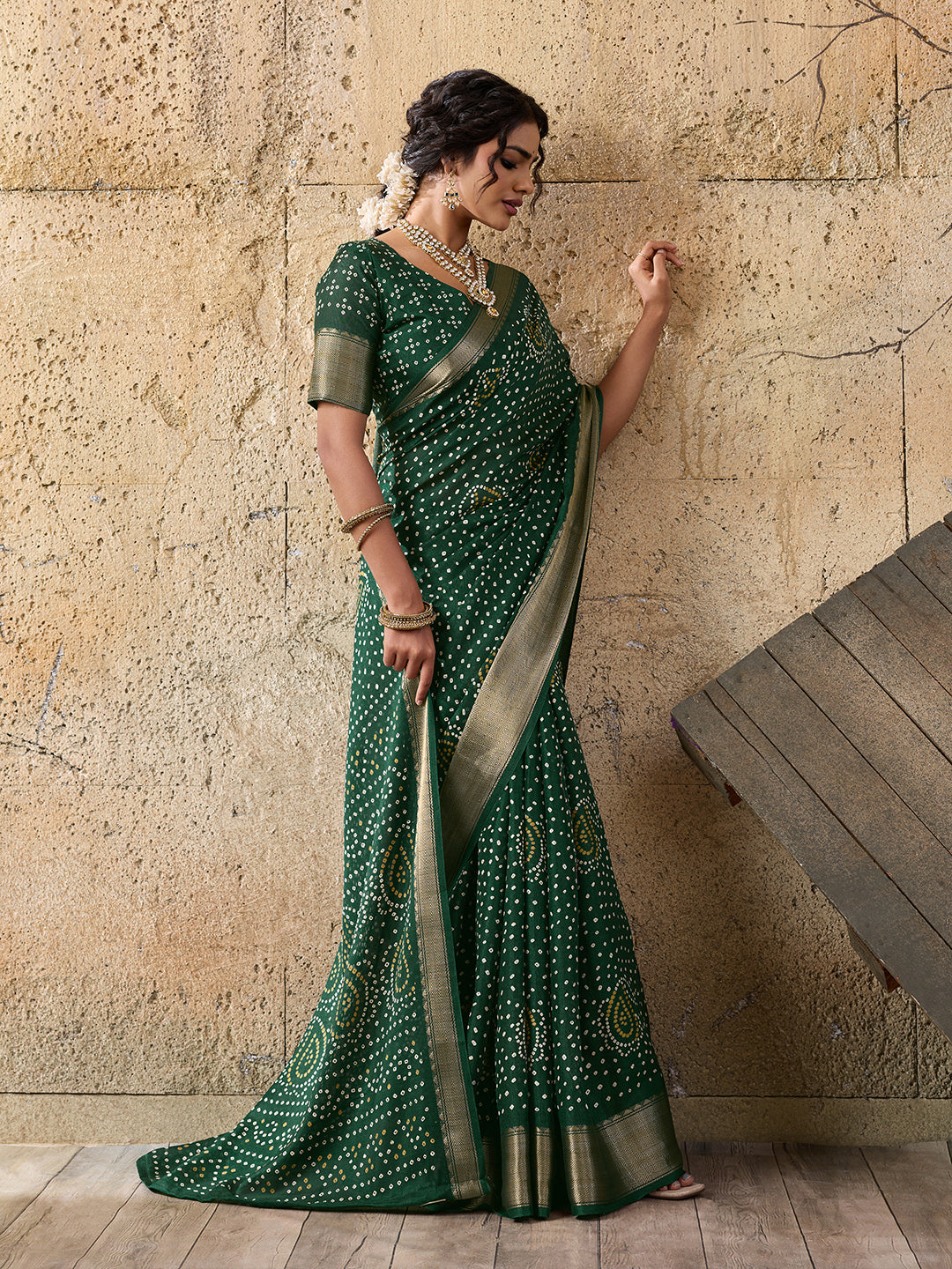 Cotton silk Ajrakh styleSaree under 1000