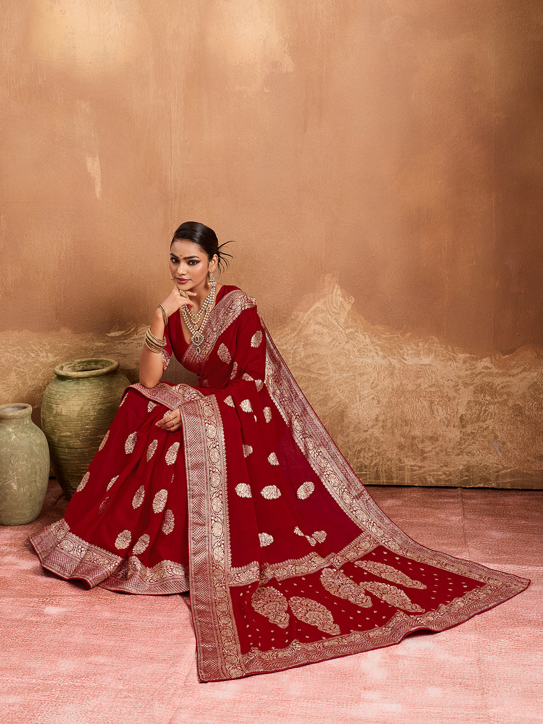 Chiffon Banarasi Neemzari saree