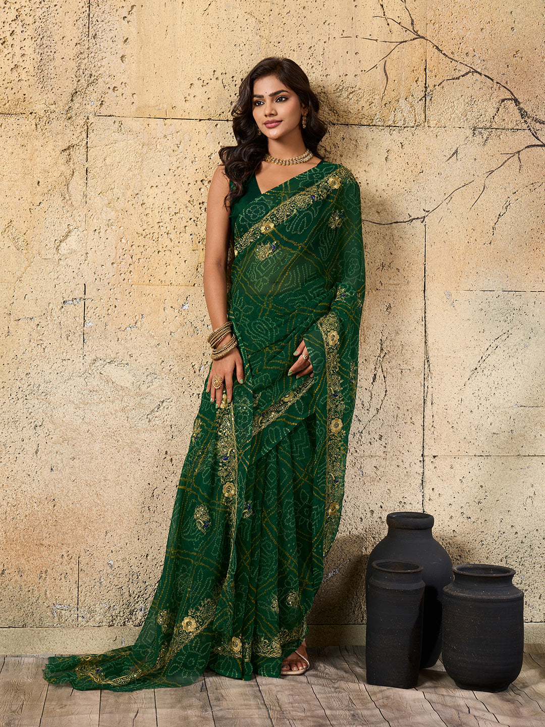 Buy latest Royal Bandhani Georgette Saree With Wedding Wear
