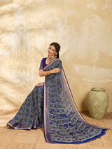 KcPc New Chiffon Bandhani Style Saree with Thread Weaving Border KDN