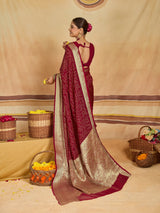 KcPc Traditional Bandhani Style Viscose Silk Saree with Elegant Zari Weaving SSM
