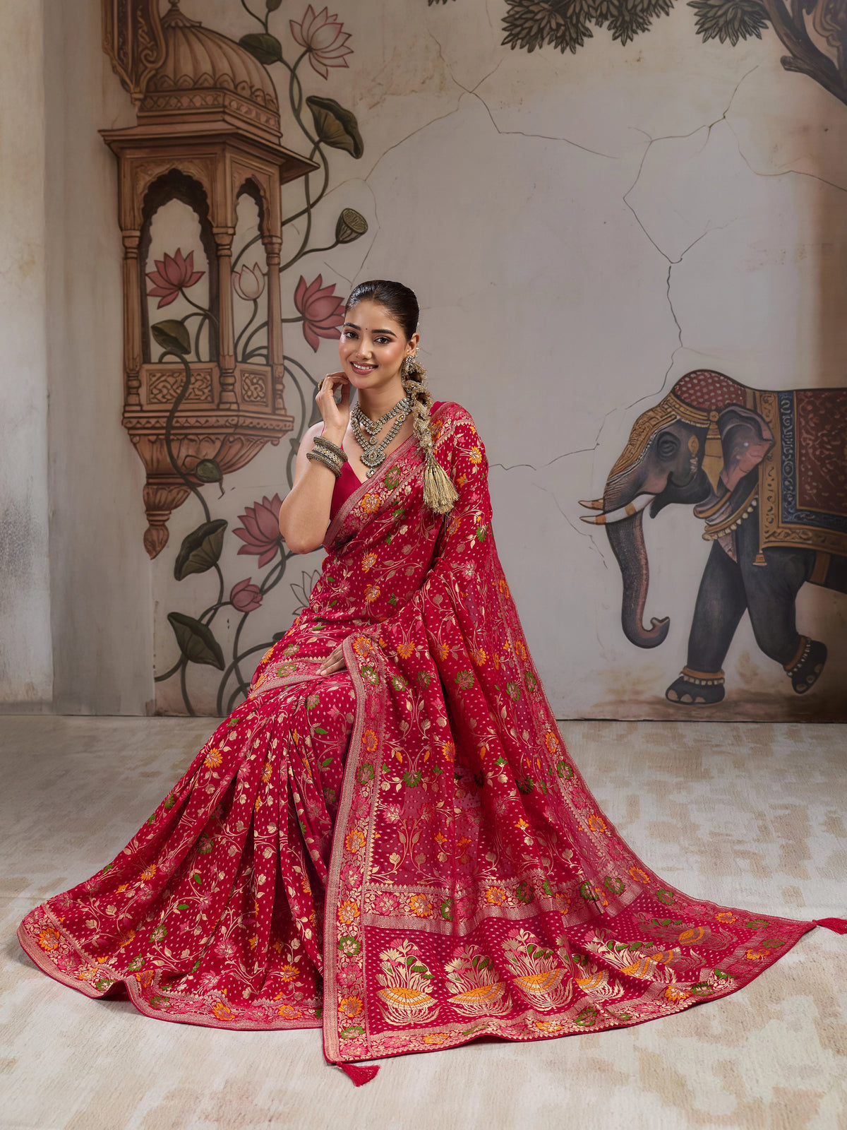 KcPc Banarasi Style Georgette Saree with Zari Weaving Festive Wear Saree VKFH