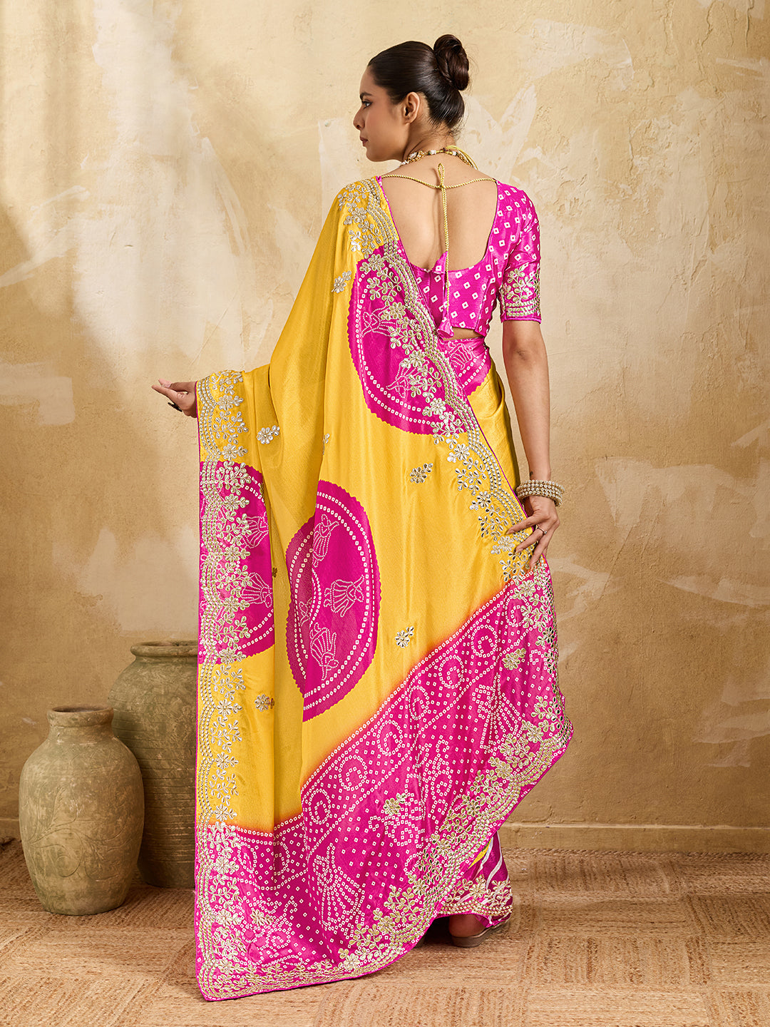 By Bandhani Saree With Wedding wear