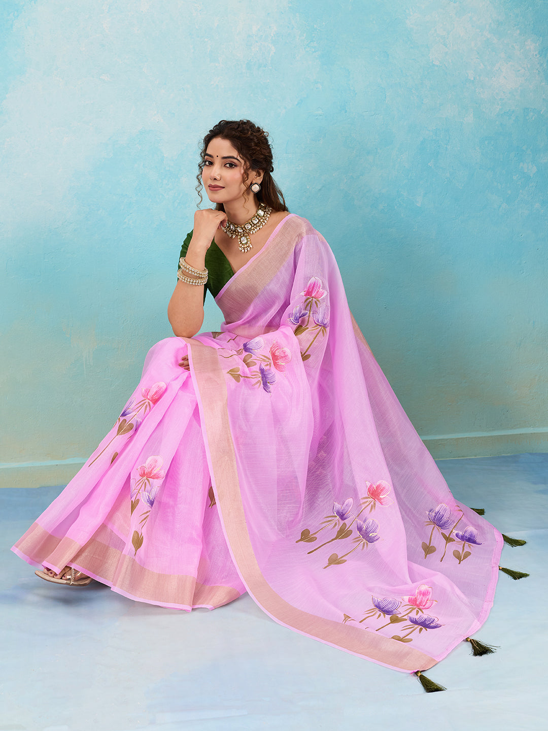Buy Printed Saree Wih Casual Wear