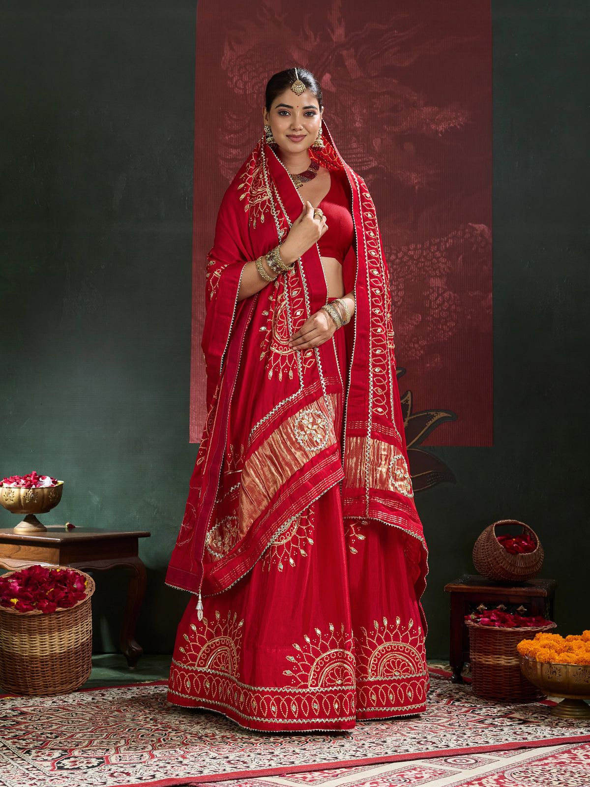 KcPc New Royal Traditional Bandhani Lehenga in Premium Gaji Silk GOR