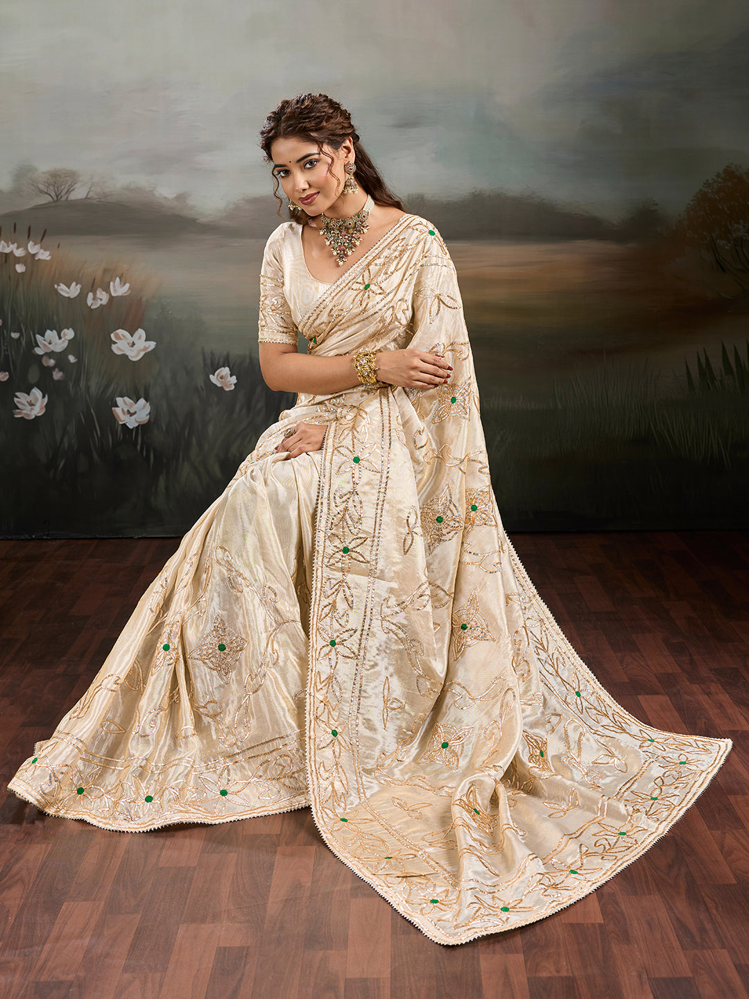 Buy Tusser Silk With Traditional Style Saree KcPc