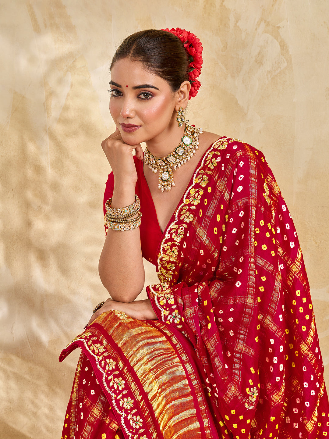 Buy New Royal Ghatchola Style Saree with Gota Patti Work KcPc