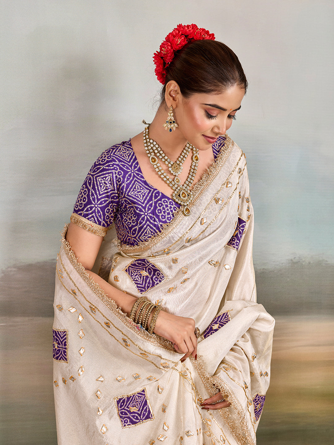KcPc Luxury Designer Tissue Silk Saree with Gota Patti EmbellishmentGAN